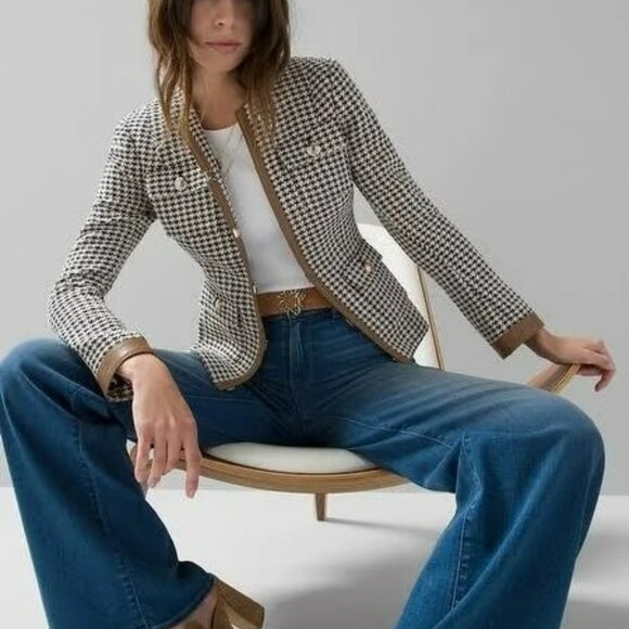 NWT White House Black Market Houndstooth Stylist Tweed Jacket.  SZ 6 - Picture 1 of 7